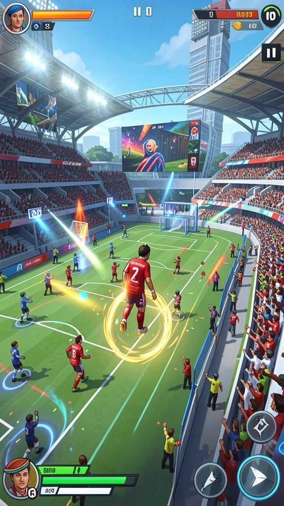 Gambar tampilan utama permainan dengan karakter heroik.